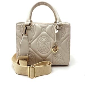 Valentino Orlando Light Taupe Top Handle/Crossbody V Logo Quilted Tote/P…